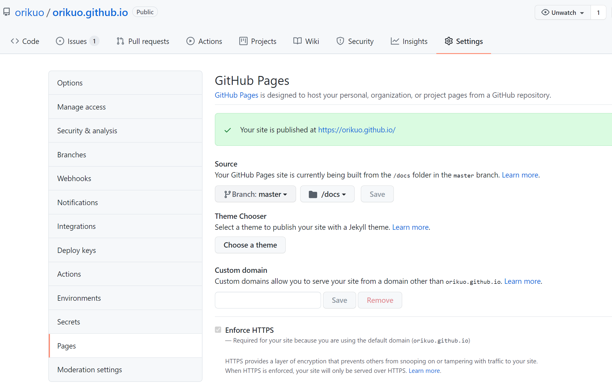 Github Pages Setting